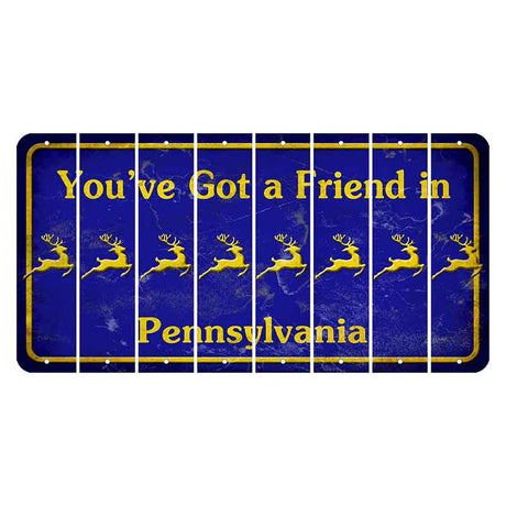 Pennsylvania Youve Got a Friend Cut License Plate Strips (Set of 8) Reindeer