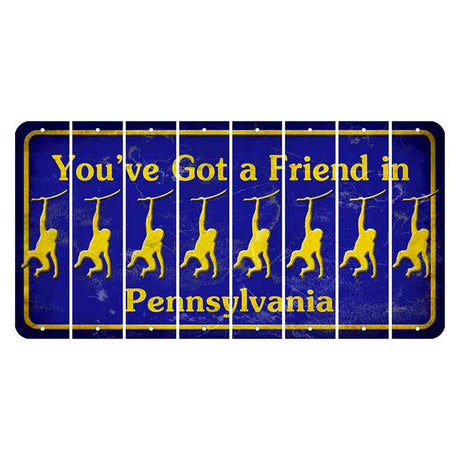 Pennsylvania Youve Got a Friend Cut License Plate Strips (Set of 8) Monkey