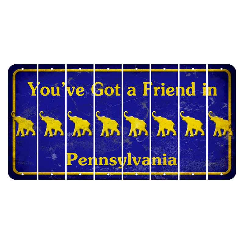 Pennsylvania Youve Got a Friend Cut License Plate Strips (Set of 8) Elephant