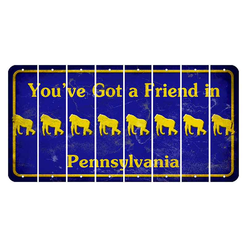 Pennsylvania Youve Got a Friend Cut License Plate Strips (Set of 8) Gorilla