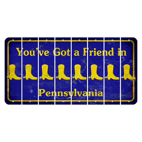 Pennsylvania Youve Got a Friend Cut License Plate Strips (Set of 8) Cowboy Boot