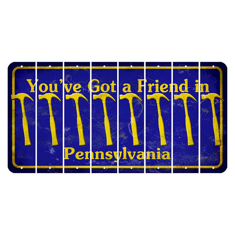 Pennsylvania Youve Got a Friend Cut License Plate Strips (Set of 8) Hammer