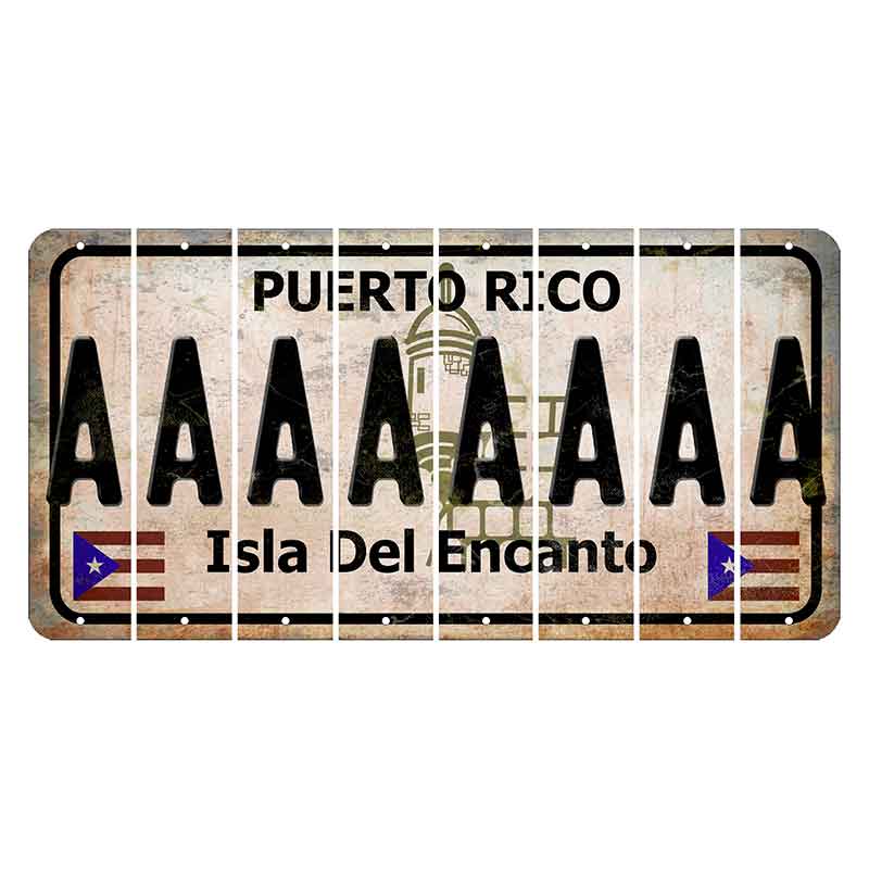 Puerto Rico White Isla Del Encanto Cut License Plate Strips (Set of 8) A