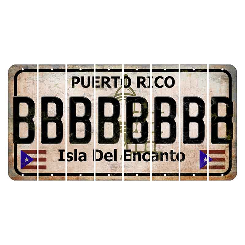 Puerto Rico White Isla Del Encanto Cut License Plate Strips (Set of 8) B