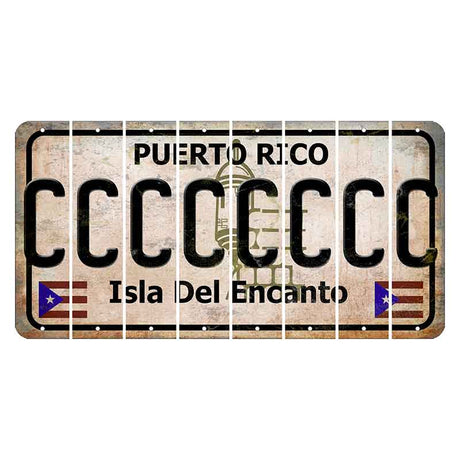 Puerto Rico White Isla Del Encanto Cut License Plate Strips (Set of 8) C