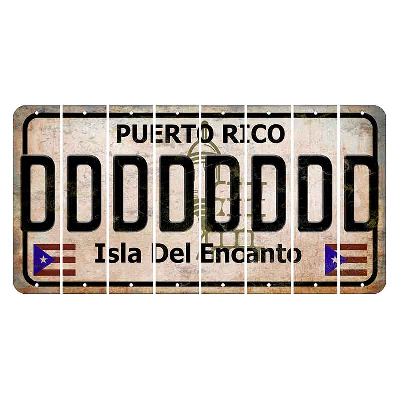 Puerto Rico White Isla Del Encanto Cut License Plate Strips (Set of 8) D