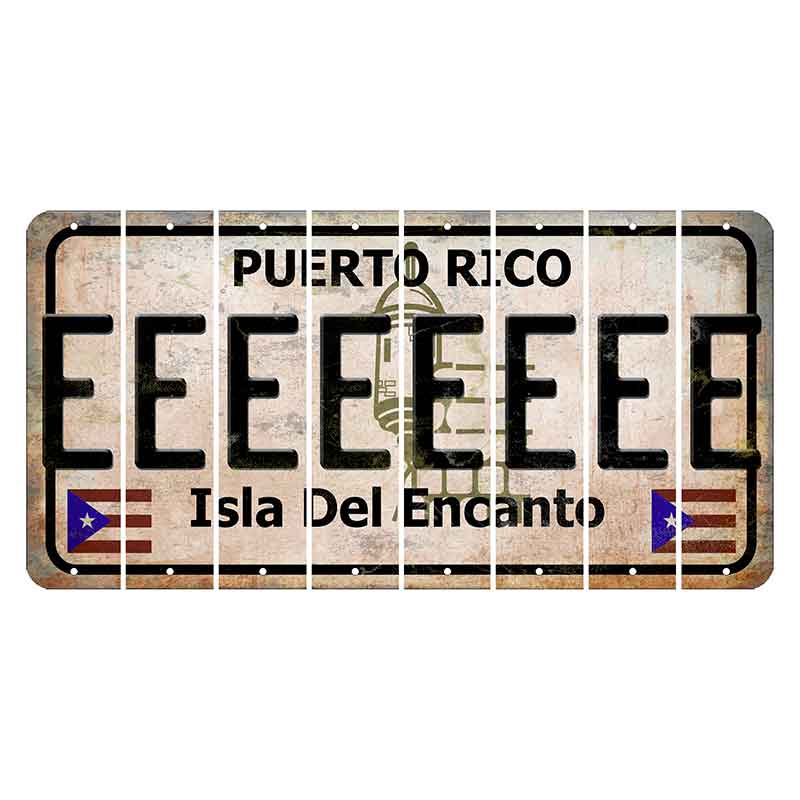 Puerto Rico White Isla Del Encanto Cut License Plate Strips (Set of 8) E