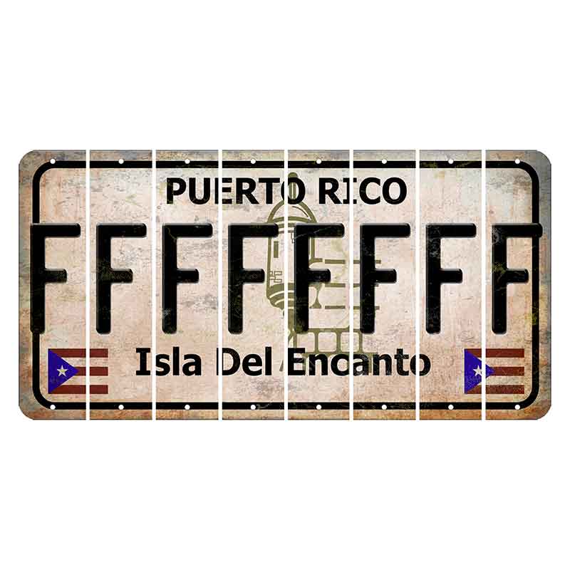 Puerto Rico White Isla Del Encanto Cut License Plate Strips (Set of 8) F