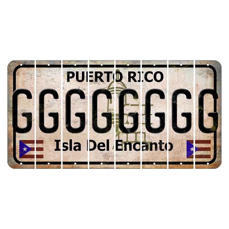 Puerto Rico White Isla Del Encanto Cut License Plate Strips (Set of 8) G