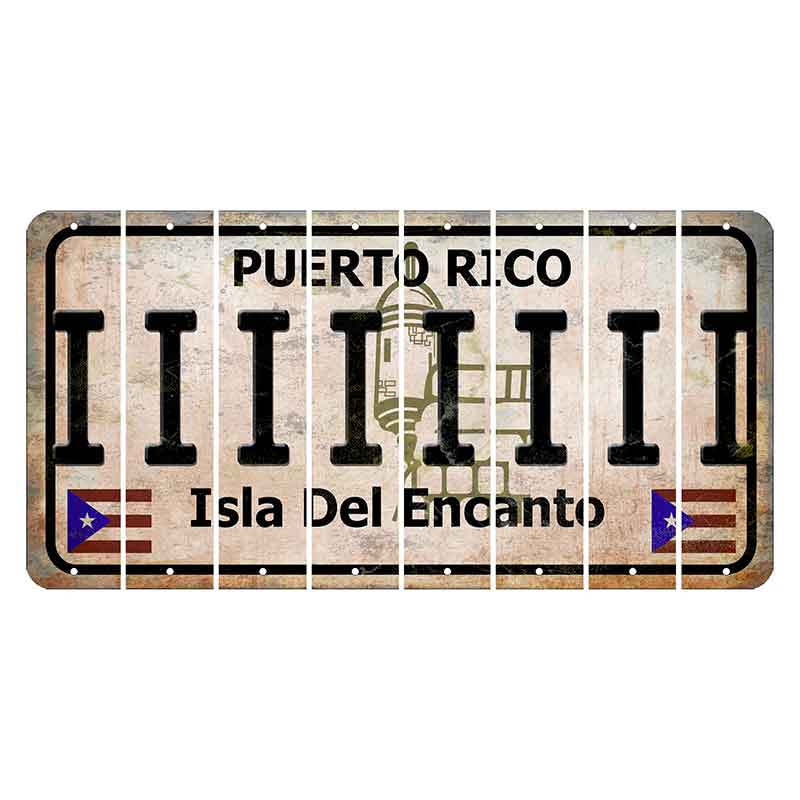 Puerto Rico White Isla Del Encanto Cut License Plate Strips (Set of 8) I