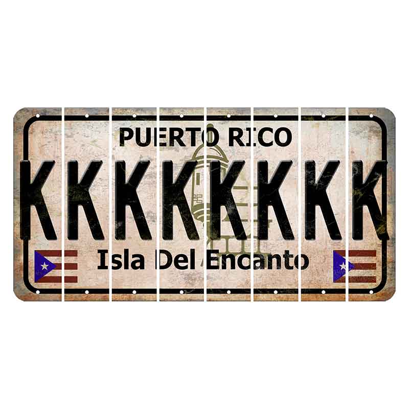 Puerto Rico White Isla Del Encanto Cut License Plate Strips (Set of 8) K