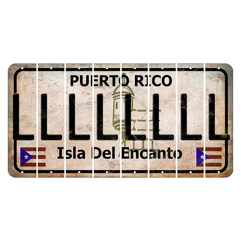 Puerto Rico White Isla Del Encanto Cut License Plate Strips (Set of 8) L