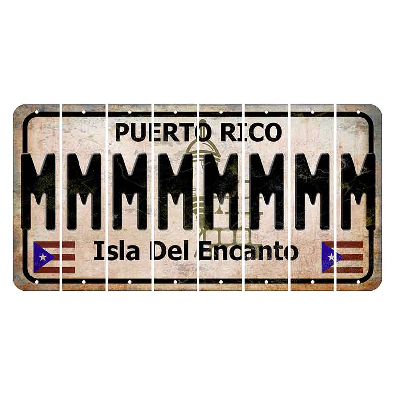 Puerto Rico White Isla Del Encanto Cut License Plate Strips (Set of 8) M