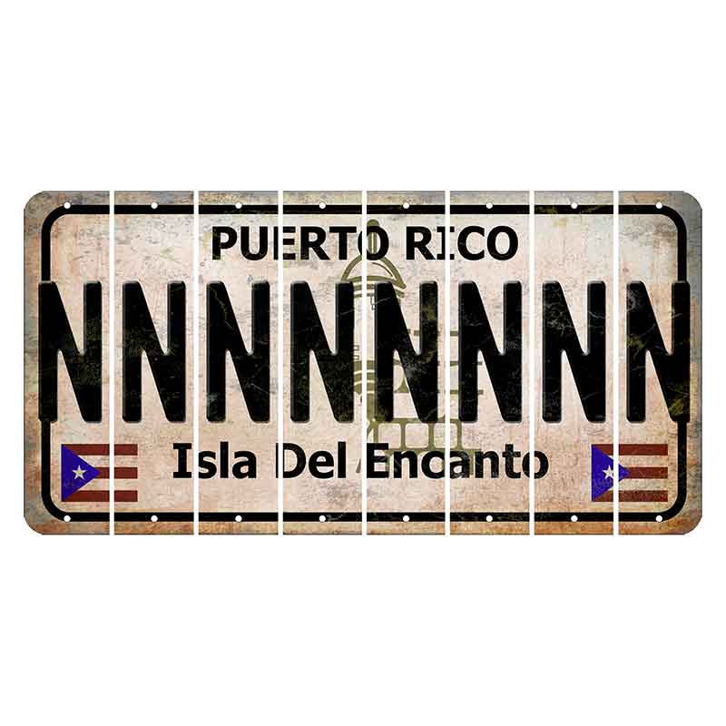 Puerto Rico White Isla Del Encanto Cut License Plate Strips (Set of 8) N