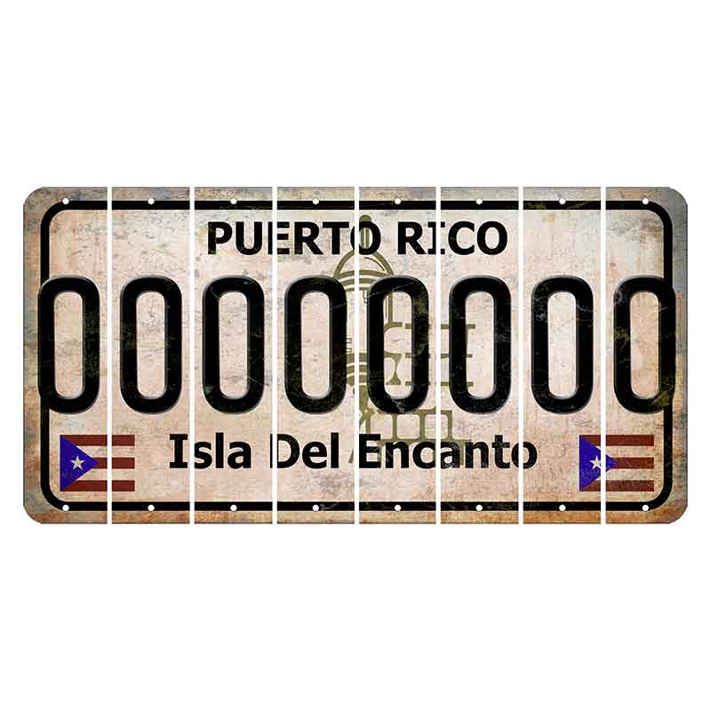 Puerto Rico White Isla Del Encanto Cut License Plate Strips (Set of 8) O