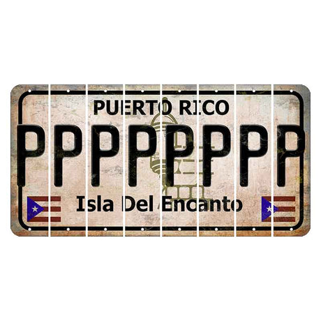 Puerto Rico White Isla Del Encanto Cut License Plate Strips (Set of 8) P