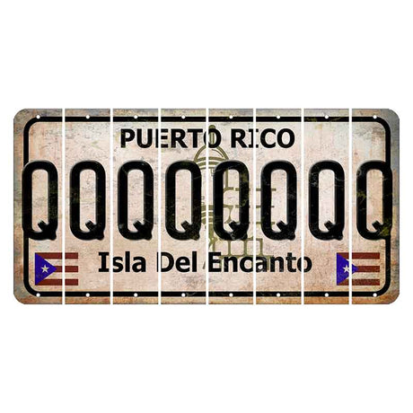 Puerto Rico White Isla Del Encanto Cut License Plate Strips (Set of 8) Q