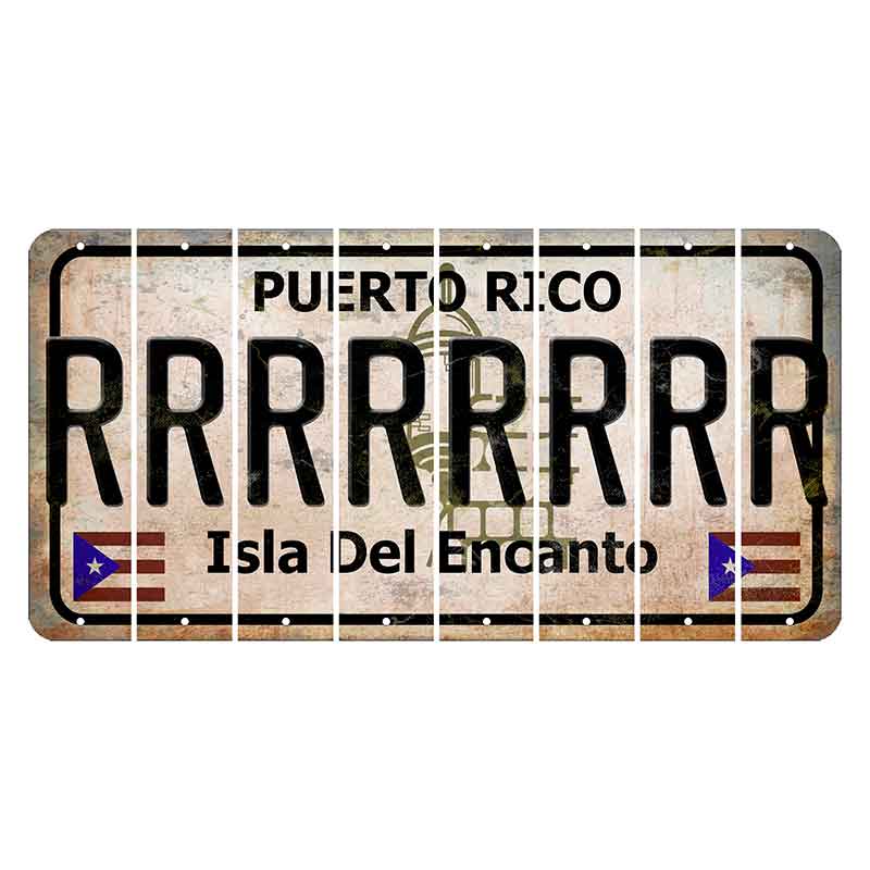 Puerto Rico White Isla Del Encanto Cut License Plate Strips (Set of 8) R