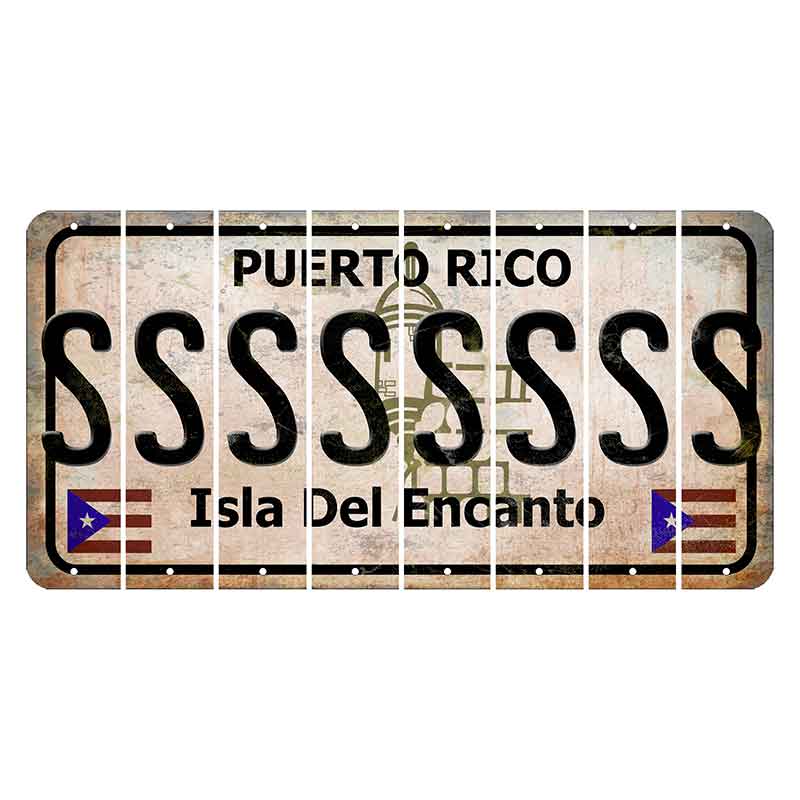 Puerto Rico White Isla Del Encanto Cut License Plate Strips (Set of 8) S