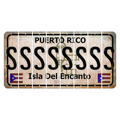 Puerto Rico White Isla Del Encanto Cut License Plate Strips (Set of 8) S