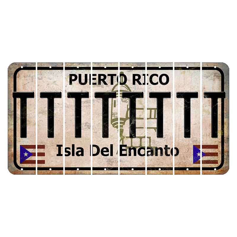 Puerto Rico White Isla Del Encanto Cut License Plate Strips (Set of 8) T