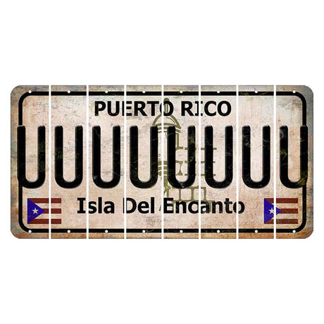 Puerto Rico White Isla Del Encanto Cut License Plate Strips (Set of 8) U