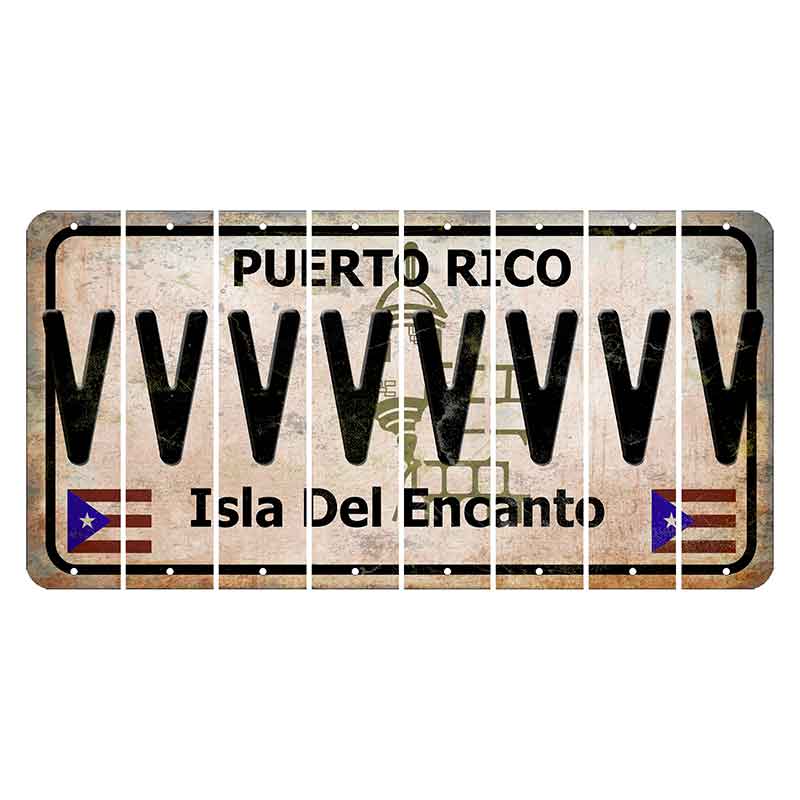 Puerto Rico White Isla Del Encanto Cut License Plate Strips (Set of 8) V