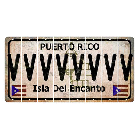 Puerto Rico White Isla Del Encanto Cut License Plate Strips (Set of 8) V