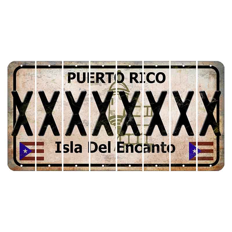 Puerto Rico White Isla Del Encanto Cut License Plate Strips (Set of 8) X