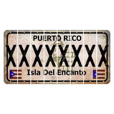 Puerto Rico White Isla Del Encanto Cut License Plate Strips (Set of 8) X