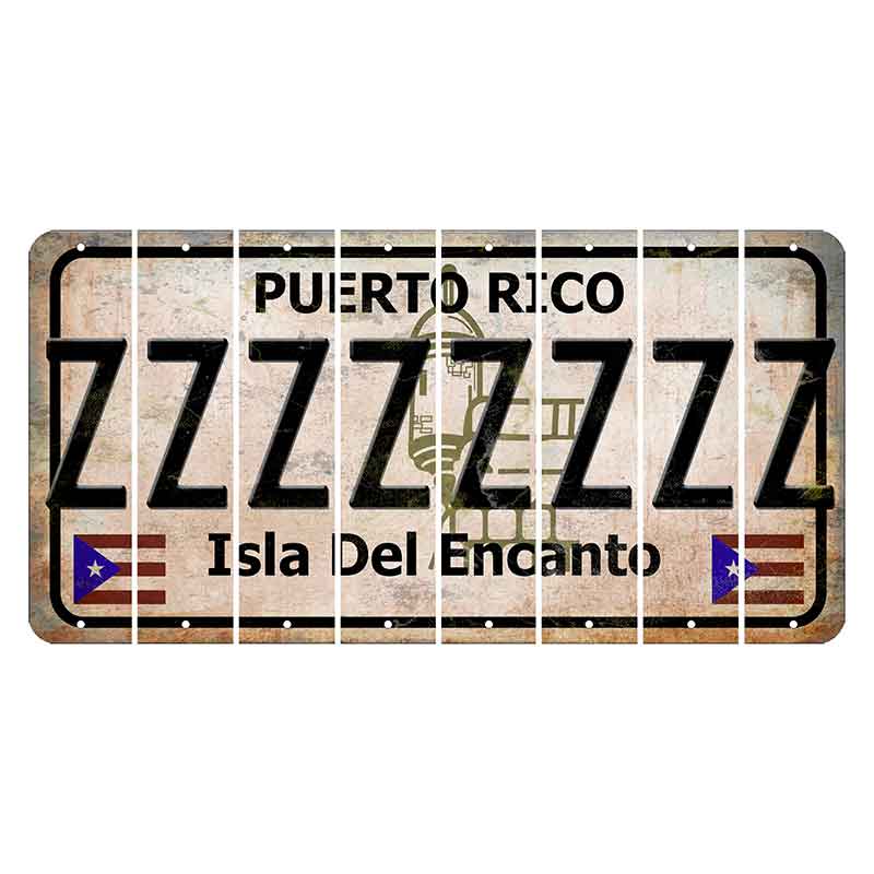 Puerto Rico White Isla Del Encanto Cut License Plate Strips (Set of 8) Z