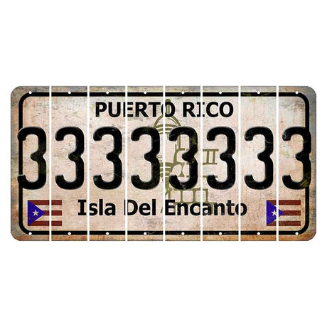 Puerto Rico White Isla Del Encanto Cut License Plate Strips (Set of 8) 3