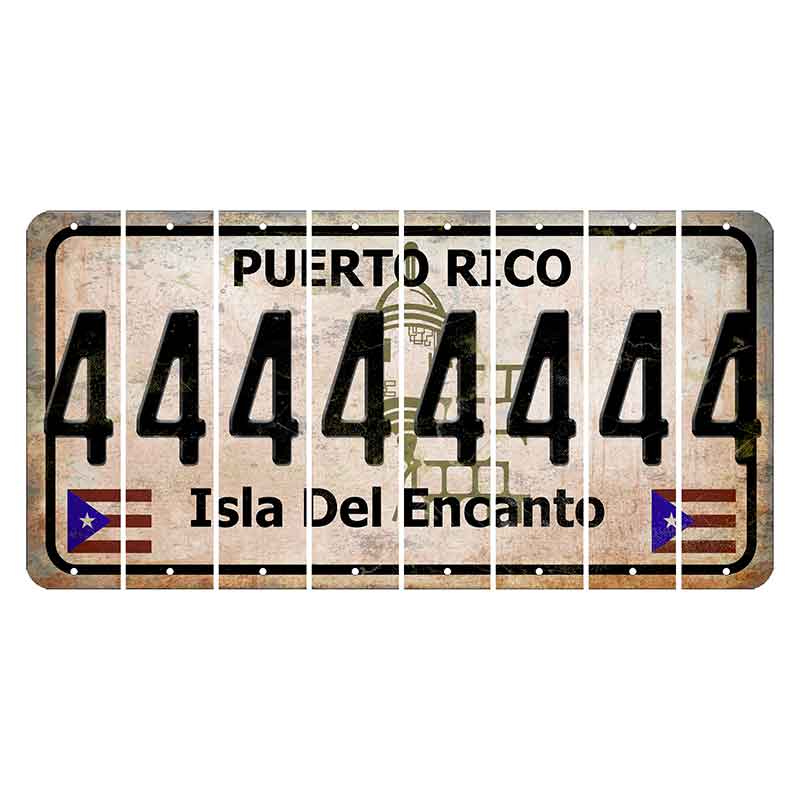 Puerto Rico White Isla Del Encanto Cut License Plate Strips (Set of 8) 4