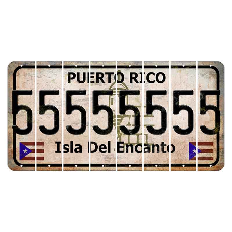 Puerto Rico White Isla Del Encanto Cut License Plate Strips (Set of 8) 5