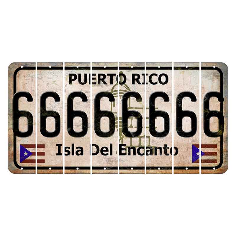 Puerto Rico White Isla Del Encanto Cut License Plate Strips (Set of 8) 6