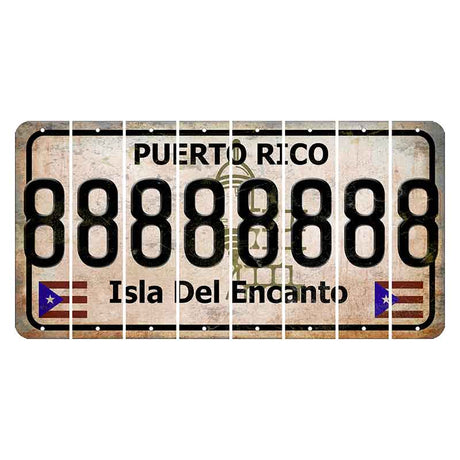 Puerto Rico White Isla Del Encanto Cut License Plate Strips (Set of 8) 8