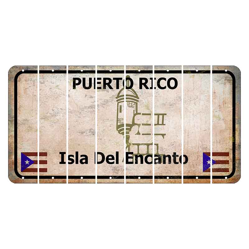 Puerto Rico White Isla Del Encanto Cut License Plate Strips (Set of 8) Blank