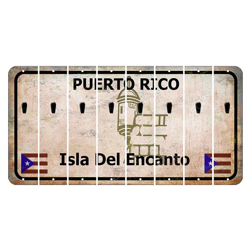 Puerto Rico White Isla Del Encanto Cut License Plate Strips (Set of 8) Apostrophe