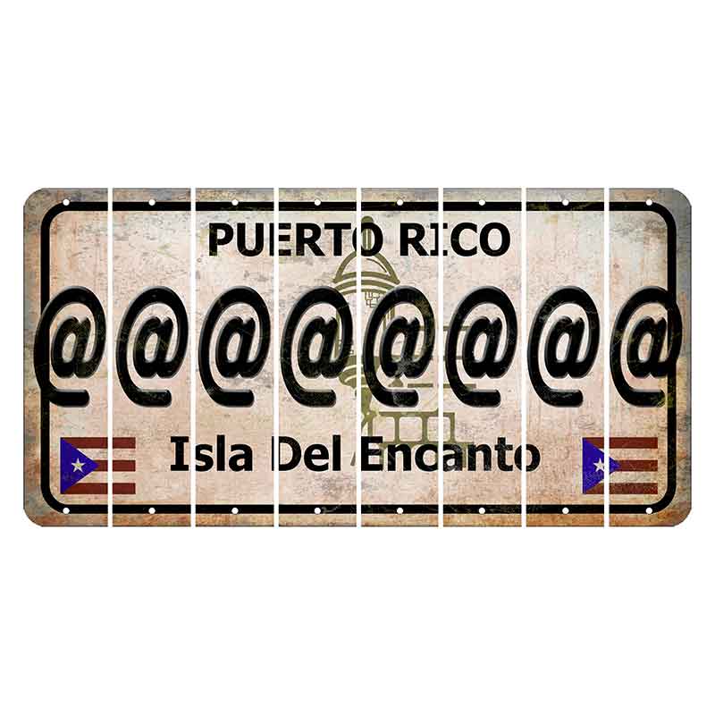 Puerto Rico White Isla Del Encanto Cut License Plate Strips (Set of 8) At Sign