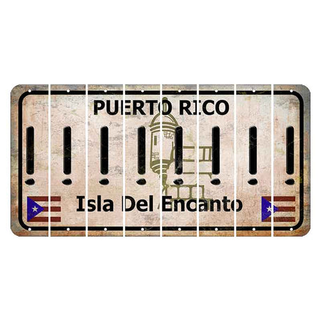 Puerto Rico White Isla Del Encanto Cut License Plate Strips (Set of 8) Exclamation Point