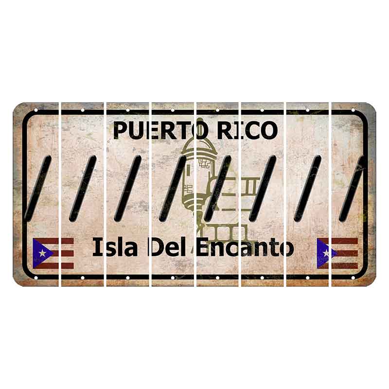 Puerto Rico White Isla Del Encanto Cut License Plate Strips (Set of 8) Forward Slash