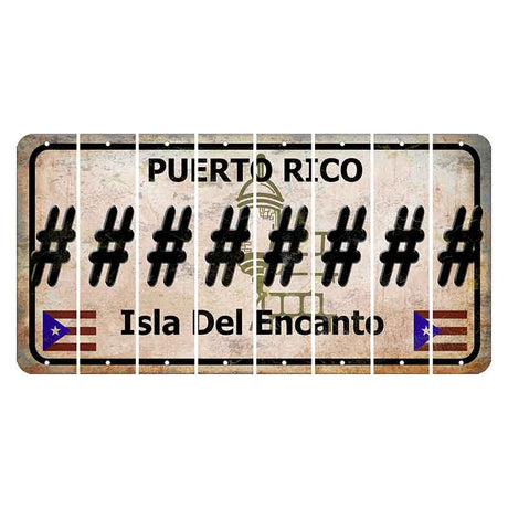 Puerto Rico White Isla Del Encanto Cut License Plate Strips (Set of 8) Hashtag