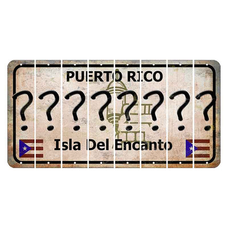 Puerto Rico White Isla Del Encanto Cut License Plate Strips (Set of 8) Question Mark