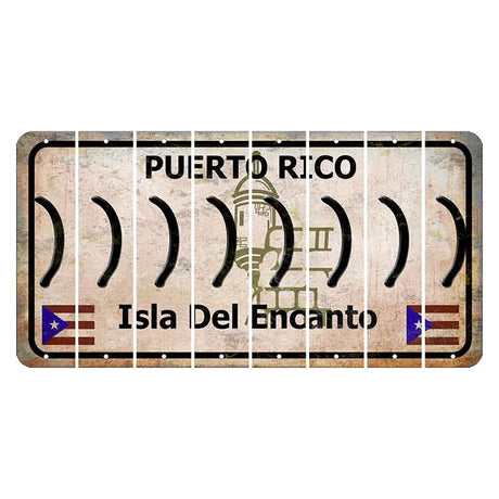 Puerto Rico White Isla Del Encanto Cut License Plate Strips (Set of 8) Parenthesis - Right