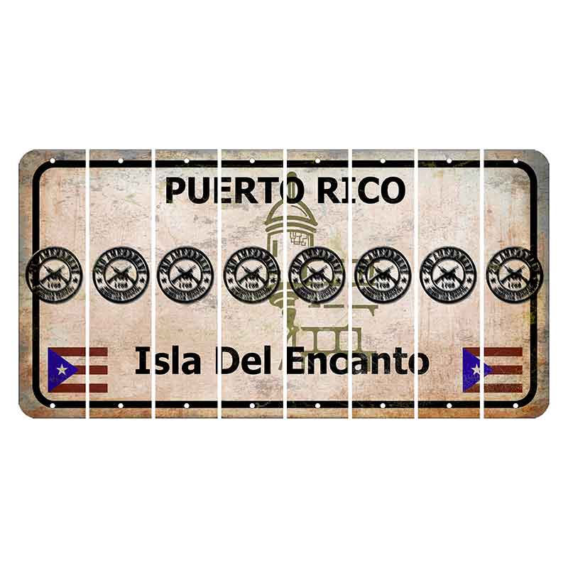 Puerto Rico White Isla Del Encanto Cut License Plate Strips (Set of 8) 2nd Amendment