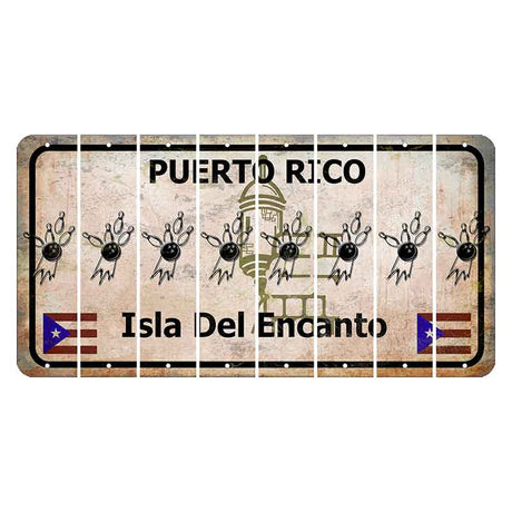 Puerto Rico White Isla Del Encanto Cut License Plate Strips (Set of 8) Bowling