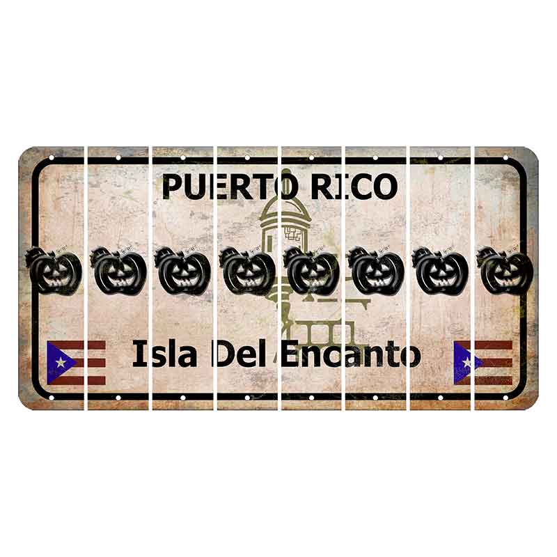 Puerto Rico White Isla Del Encanto Cut License Plate Strips (Set of 8) Pumpkin