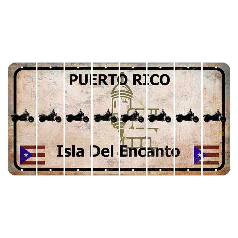 Puerto Rico White Isla Del Encanto Cut License Plate Strips (Set of 8) Motorcycle