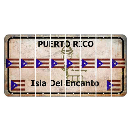 Puerto Rico White Isla Del Encanto Cut License Plate Strips (Set of 8) State Flag