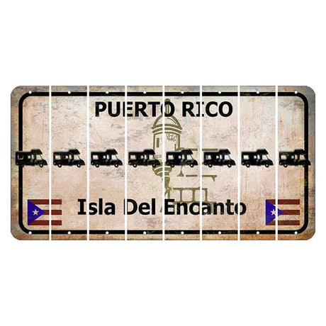 Puerto Rico White Isla Del Encanto Cut License Plate Strips (Set of 8) Camper